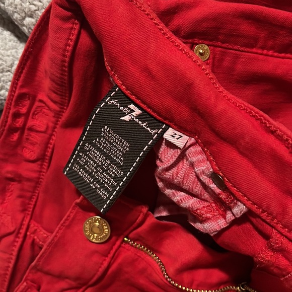 7 For All Mankind High Waist Ankle Skinny Jeans Red - Sz 27 - Picture 3 of 3
